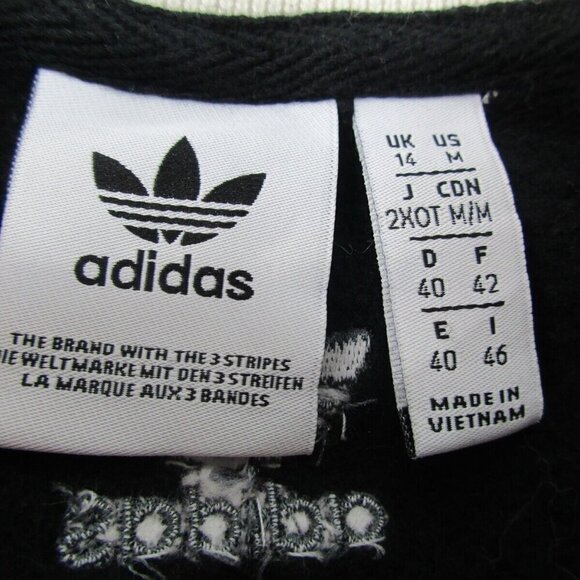 adidas Sweatshirt Womens Medium Black Lined Fleece Long Sleeve Adibreak V Neck‎ - Picture 8 of 12